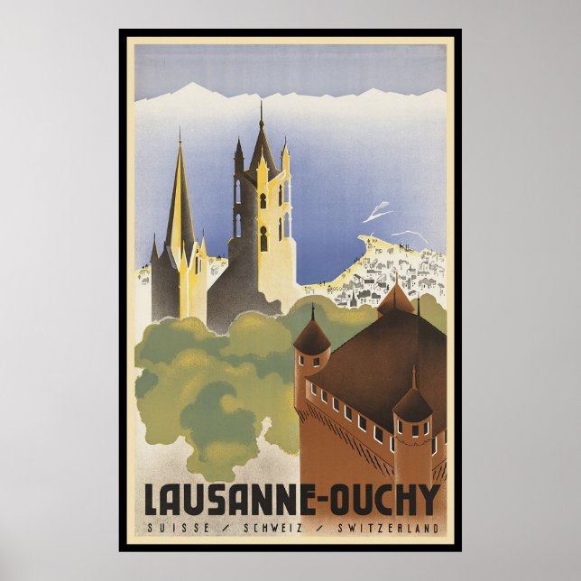 Vintage Switzerland Lausanne-Ouchy Poster (Front)