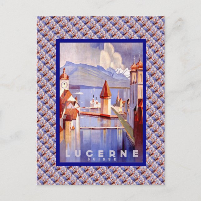Vintage Switzerland, Lucerne, Bridges Postcard (Front)
