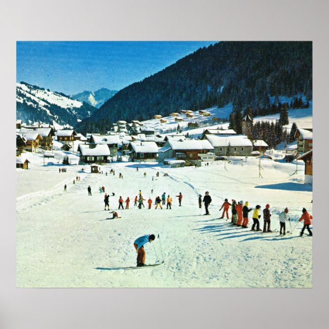 Vintage Switzerland, Morgins ski school Poster (Front)