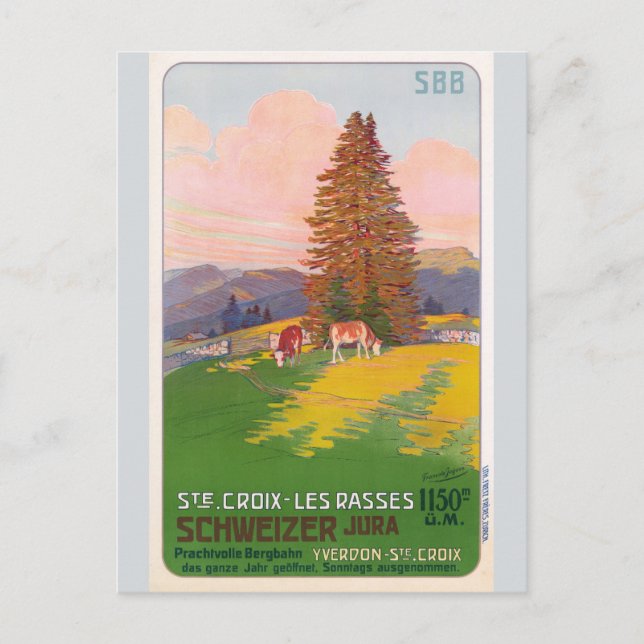 Vintage Switzerland Railroad Travel Tourism Postcard (Front)