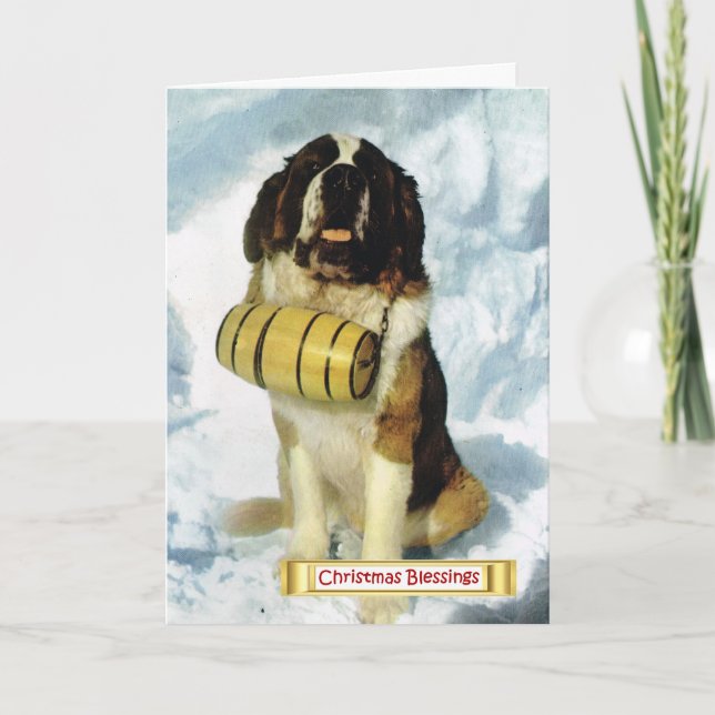 Vintage Switzerland, St Bernard dog, Holiday Card (Front)