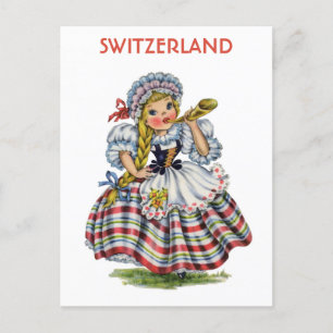 Vintage Switzerland Swiss Woman Travel Postcard