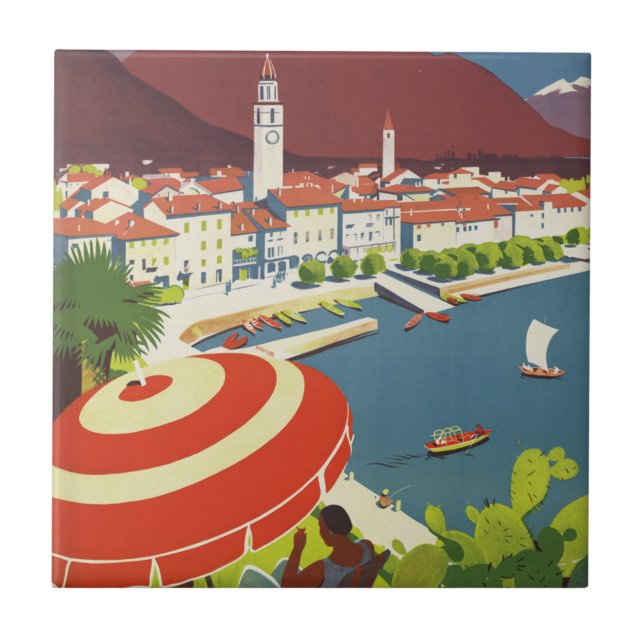 Vintage Switzerland Travel Advert Art Tile (Front)