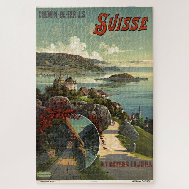 Vintage Switzerland Travel Illustration Art Jigsaw Puzzle (Vertical)