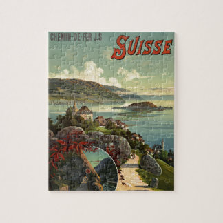 Vintage Switzerland Travel Illustration Art Jigsaw Puzzle