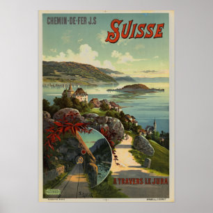 Vintage Switzerland Travel Illustration Art Poster