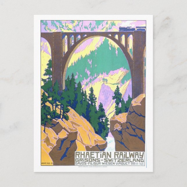 Vintage Swizerland Train Poster Postcard (Front)