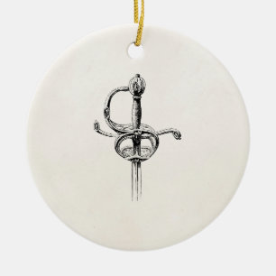 Vintage Sword Hilt Armour Mediaeval Swords Weapon Ceramic Tree Decoration