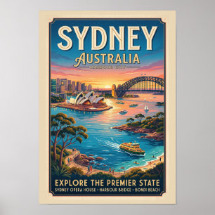 Vintage Sydney Australia Travel Poster