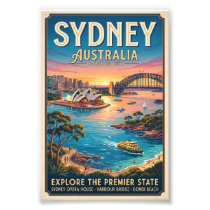 Vintage Sydney Australia Travel Poster