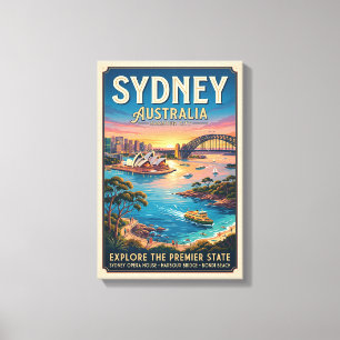 Vintage Sydney Australia Travel Poster Canvas Print
