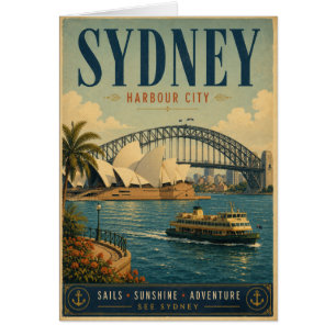 Vintage Sydney Harbour City Travel Poster with Ope