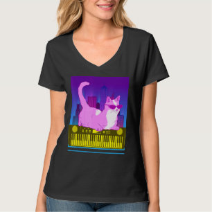 Vintage Synthesizer Cat Retro Synth Vaporwave Keyb T-Shirt