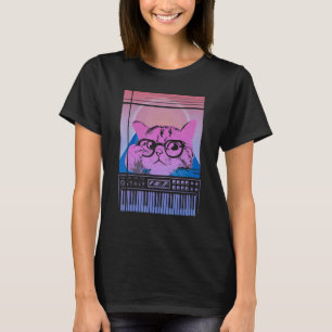 Vintage Synthesizer Cat Retro Synth Vaporwave Keyb T-Shirt