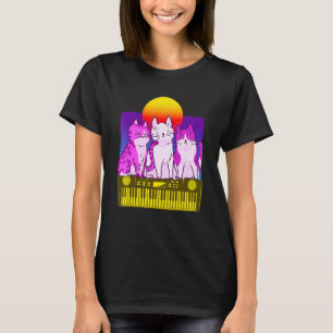 Vintage Synthesizer Cat Retro Synth Vaporwave Keyb T-Shirt