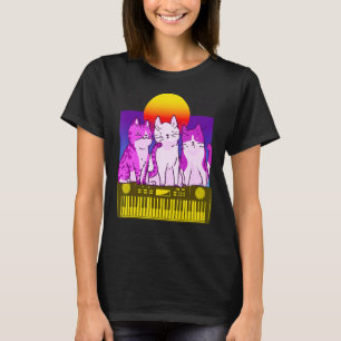 Vintage Synthesizer Cat Retro Synth Vaporwave Keyb T-Shirt