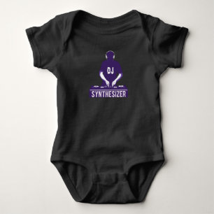 Vintage synthesizer for dj electronic and techno baby bodysuit