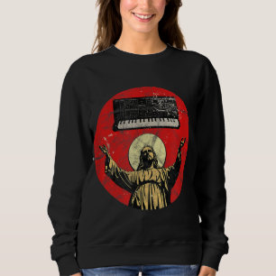 Vintage Synthesizer Jesus Analogue Synth Nerd Anal Sweatshirt