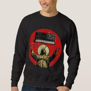 Vintage Synthesizer Jesus Analogue Synth Nerd Anal Sweatshirt