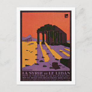 Vintage Syria (Palmyra) and Lebanon travel ad Postcard
