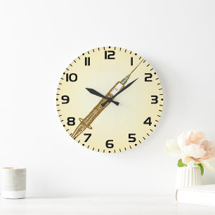 Vintage Syringe Medical Healthcare Sketch Large Clock