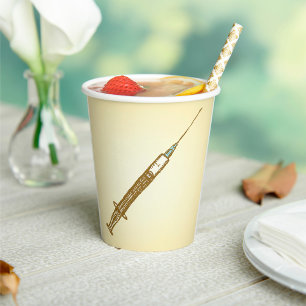 Vintage Syringe Medical Healthcare Sketch  Paper Cups
