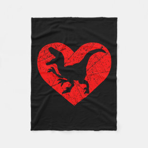 Vintage T Rex Dinosaur Lover Heart Love Valentines Fleece Blanket