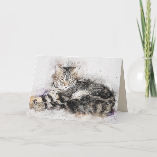 vintage tabby cat greeting card (Front)