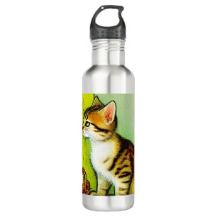 Vintage Tabby Cat Illustration 710 Ml Water Bottle
