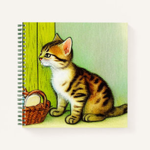 Vintage Tabby Cat Illustration Notebook