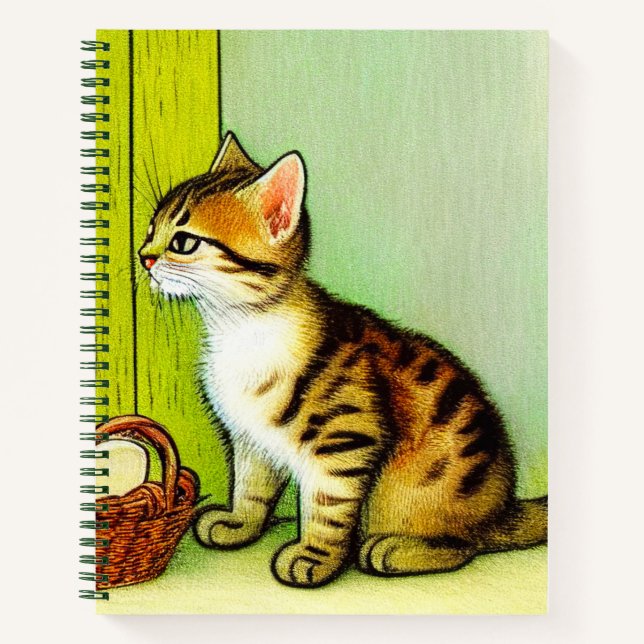 Vintage Tabby Cat Illustration Notebook (Front)