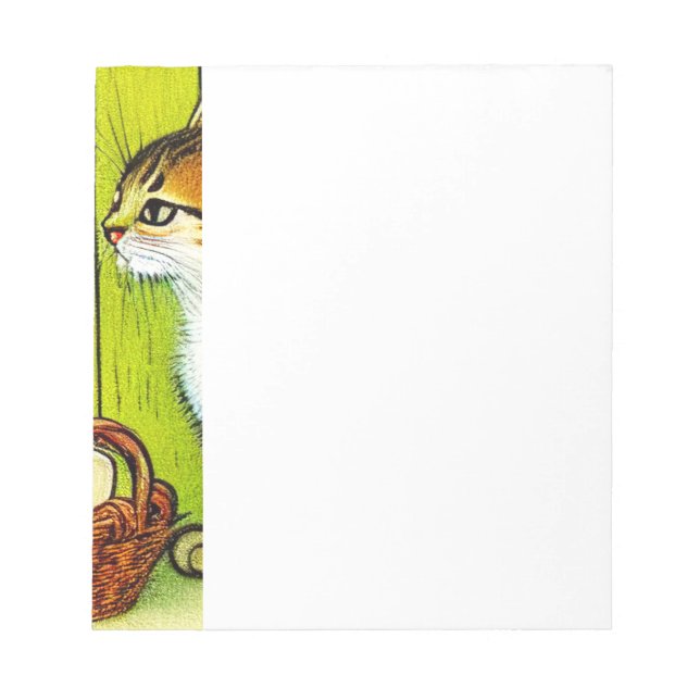 Vintage Tabby Cat Illustration Notepad (Front)