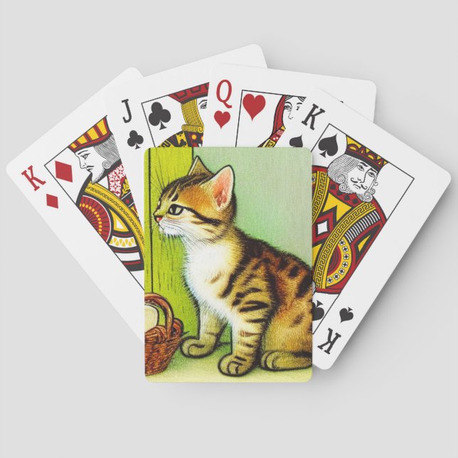Vintage Tabby Cat Illustration Playing Cards (Back)