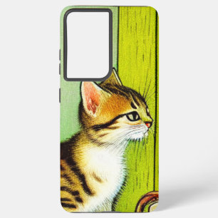 Vintage Tabby Cat Illustration Samsung Galaxy Case