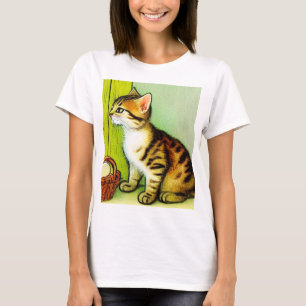 Vintage Tabby Cat Illustration T-Shirt