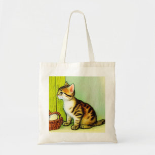 Vintage Tabby Cat Illustration Tote Bag