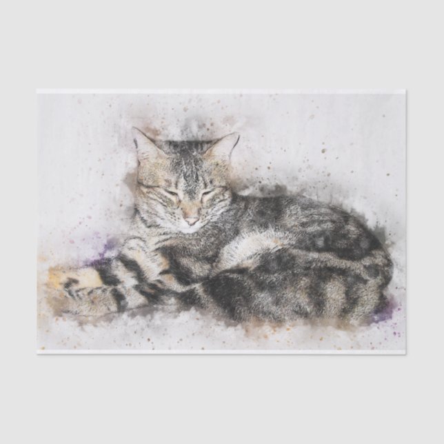 vintage tabby cat tissue paper (Front)