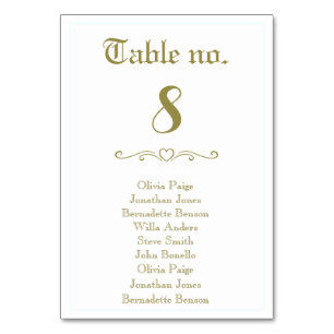 Vintage Table Numbers for Wedding Seating Card