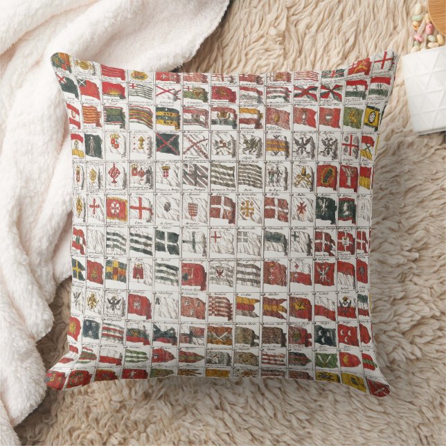 Vintage Table of Sea Flags, Aesthetic Print Cushion (Blanket)