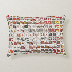 Vintage Table of Sea Flags, Aesthetic Print Decorative Cushion