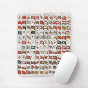 Vintage Table of Sea Flags, Aesthetic Print Mouse Mat