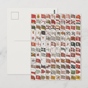 Vintage Table of Sea Flags, Aesthetic Print Postcard