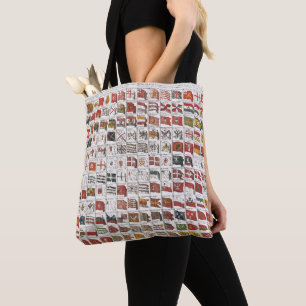 Vintage Table of Sea Flags, Aesthetic Print Tote Bag