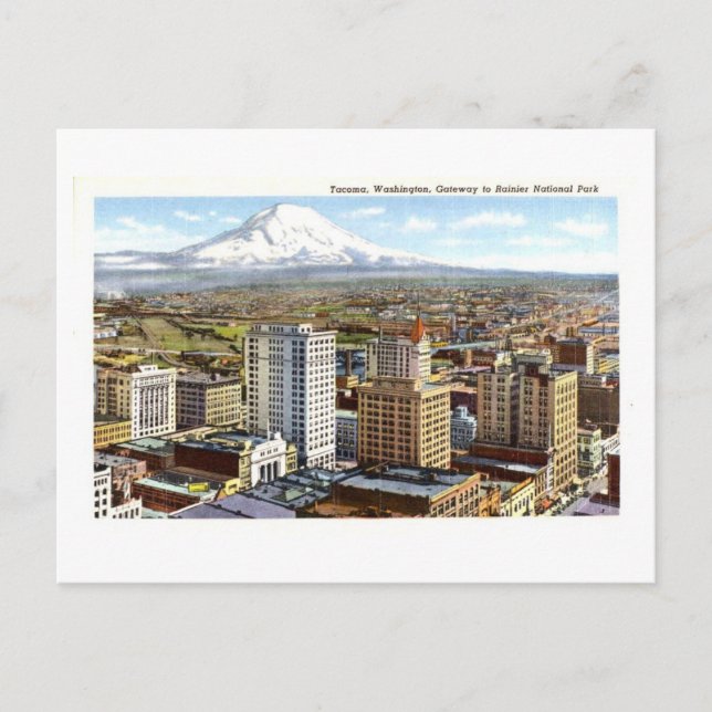 Vintage Tacoma, Washington, City View Postcard (Front)