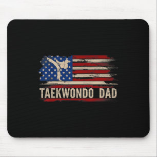 Vintage Taekwondo Dad American Usa Flag Sports The Mouse Mat