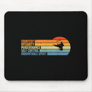 Vintage Taekwondo Tenets _ Martial Arts Graphic Mouse Mat