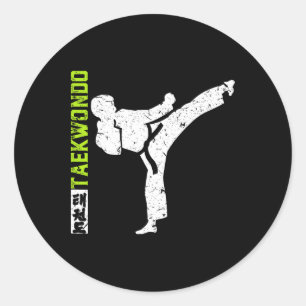 Vintage Taekwondo The Kick Classic Round Sticker