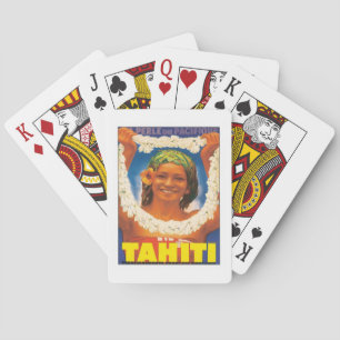 Vintage Tahiti Beautiful Woman Travel Bicycle Play Playing Cards