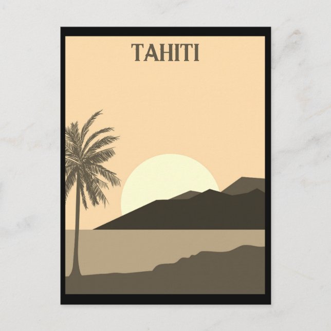 Vintage Tahiti Tropical Beach Ocean Travel Postcard (Front)