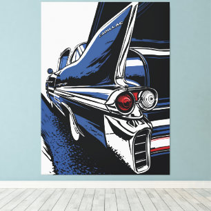 Vintage Tailfin Glow in Pop Art Blue Canvas Print